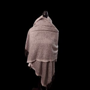 Ann Taylor LOFT Tweed Teal/Gray and Cream blanket Tassel Scarf- Winter - Gift